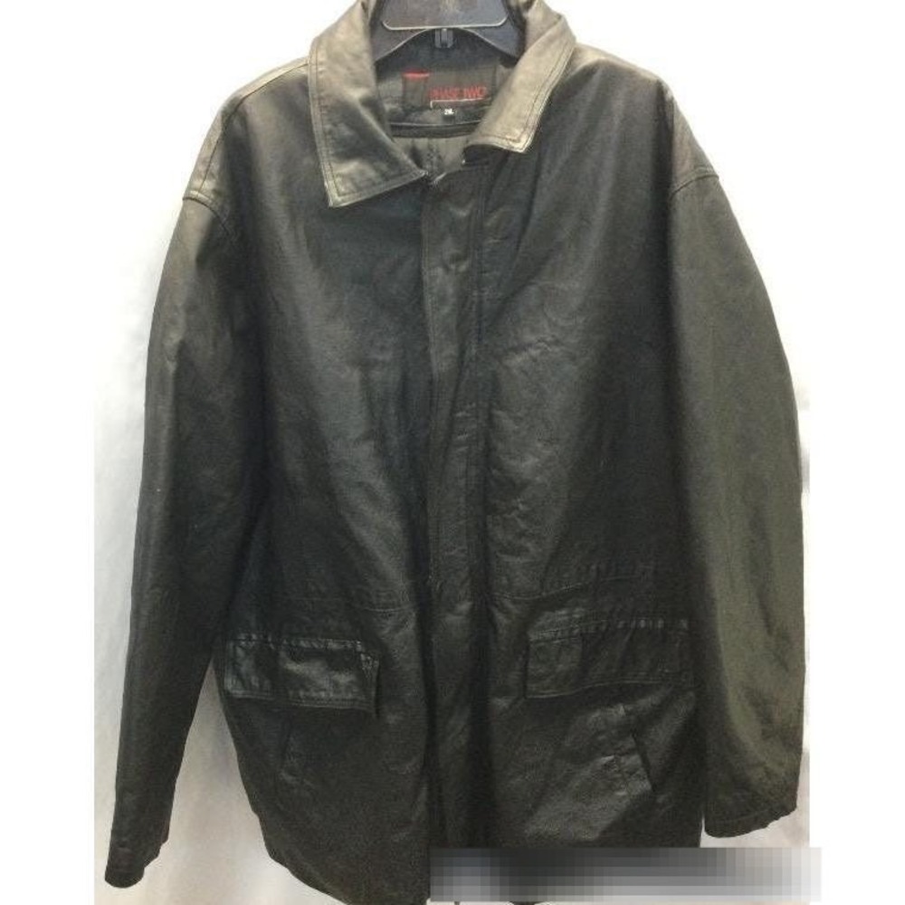 Phase Two Black Leather Jacket Men's 2XL Zip Front